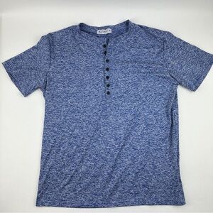 Kuyigo Tshirt Womens Medium Blue Quarter Button Up